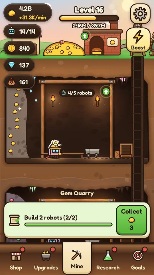 Robots digging in the mine
